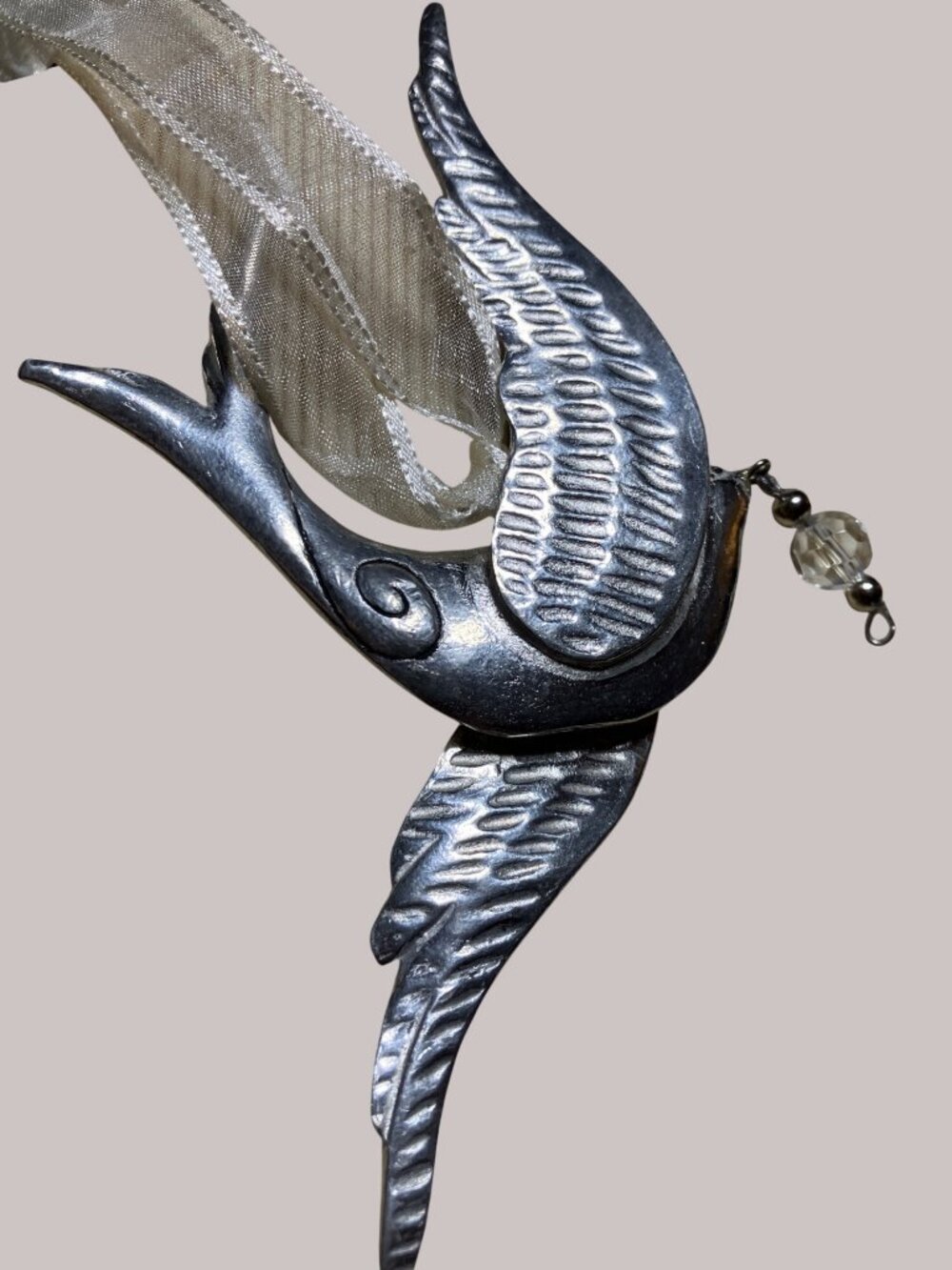 Zelda Fitzgerald Pweter Dove Christmas Ornament 4 3/4” by Seasons of Cannon Fall - Picture 6 of 11